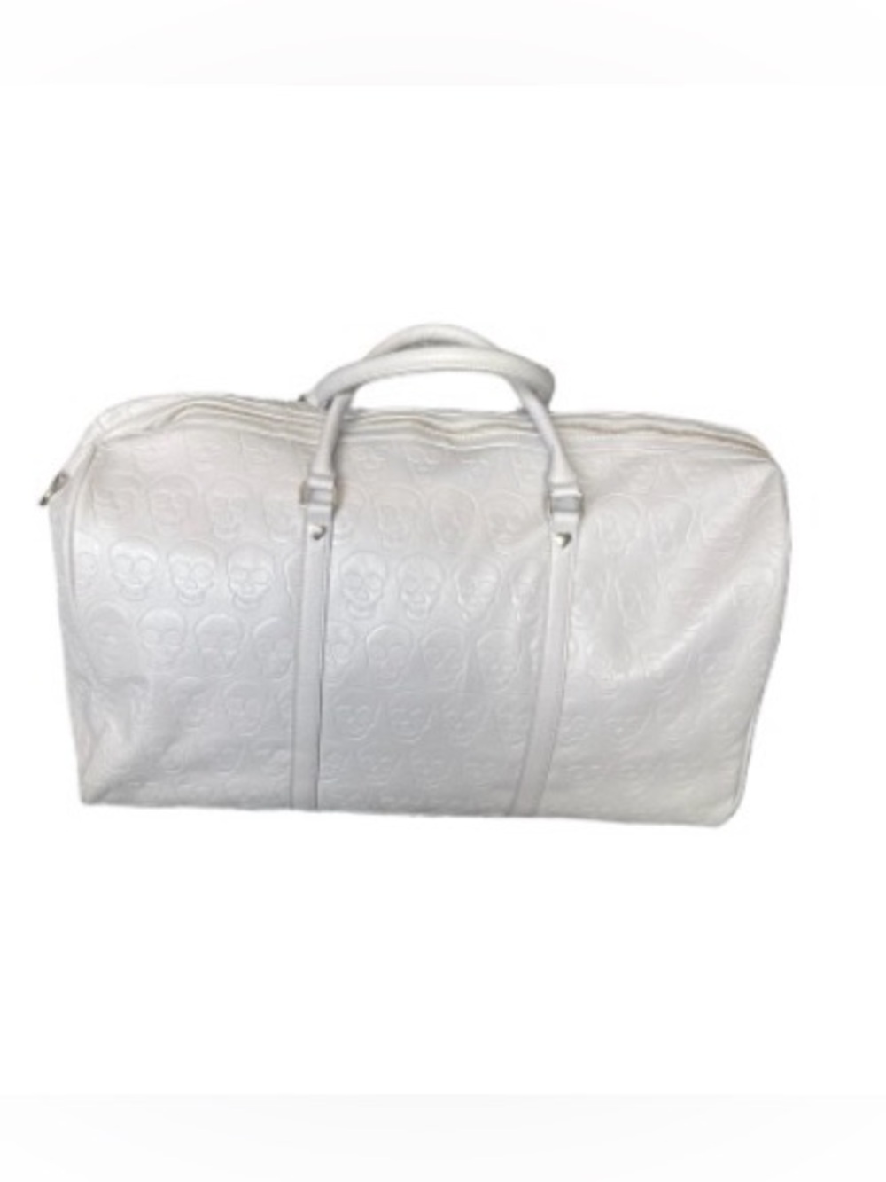 Betsey Johnson White Leather Embossed Weekend Duffel Bag